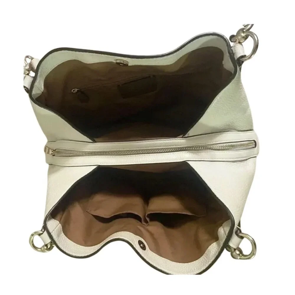 Coach Hallie Pebble Leather Snake Trim White Hobo Shoulder Bag F80266 COA - Picture 14 of 16